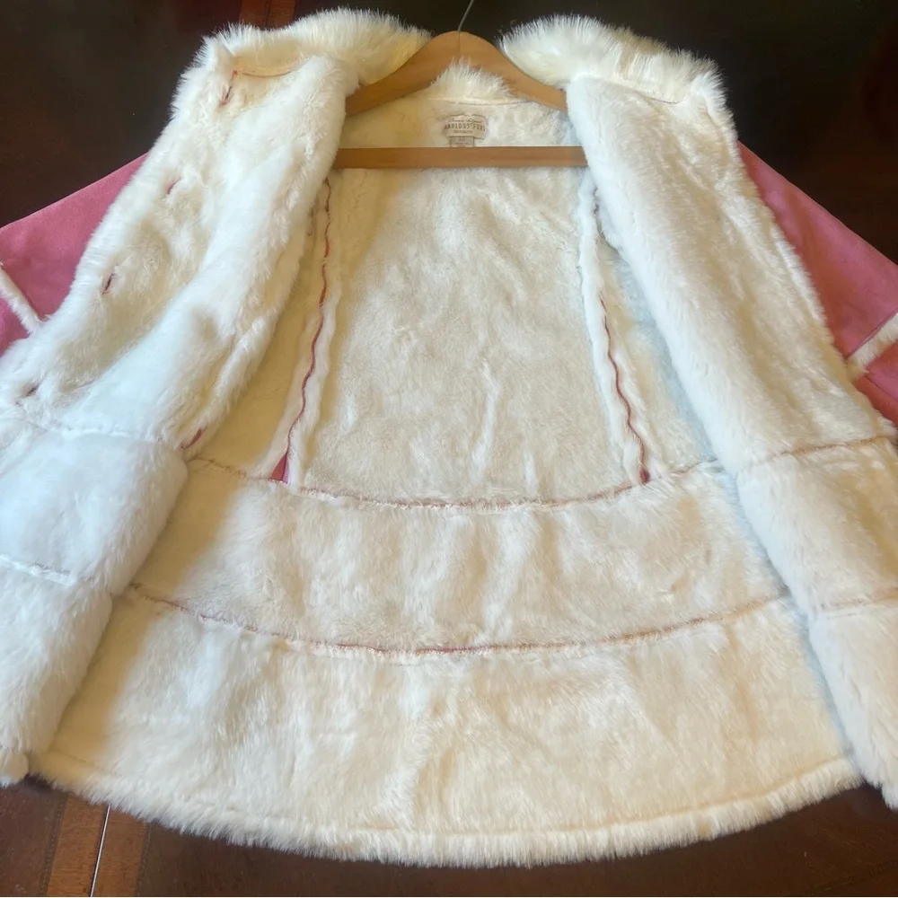 Donna Salyers' Fabulous Furs Girl's Pink Faux Suede & Fur Coat Size XS $140